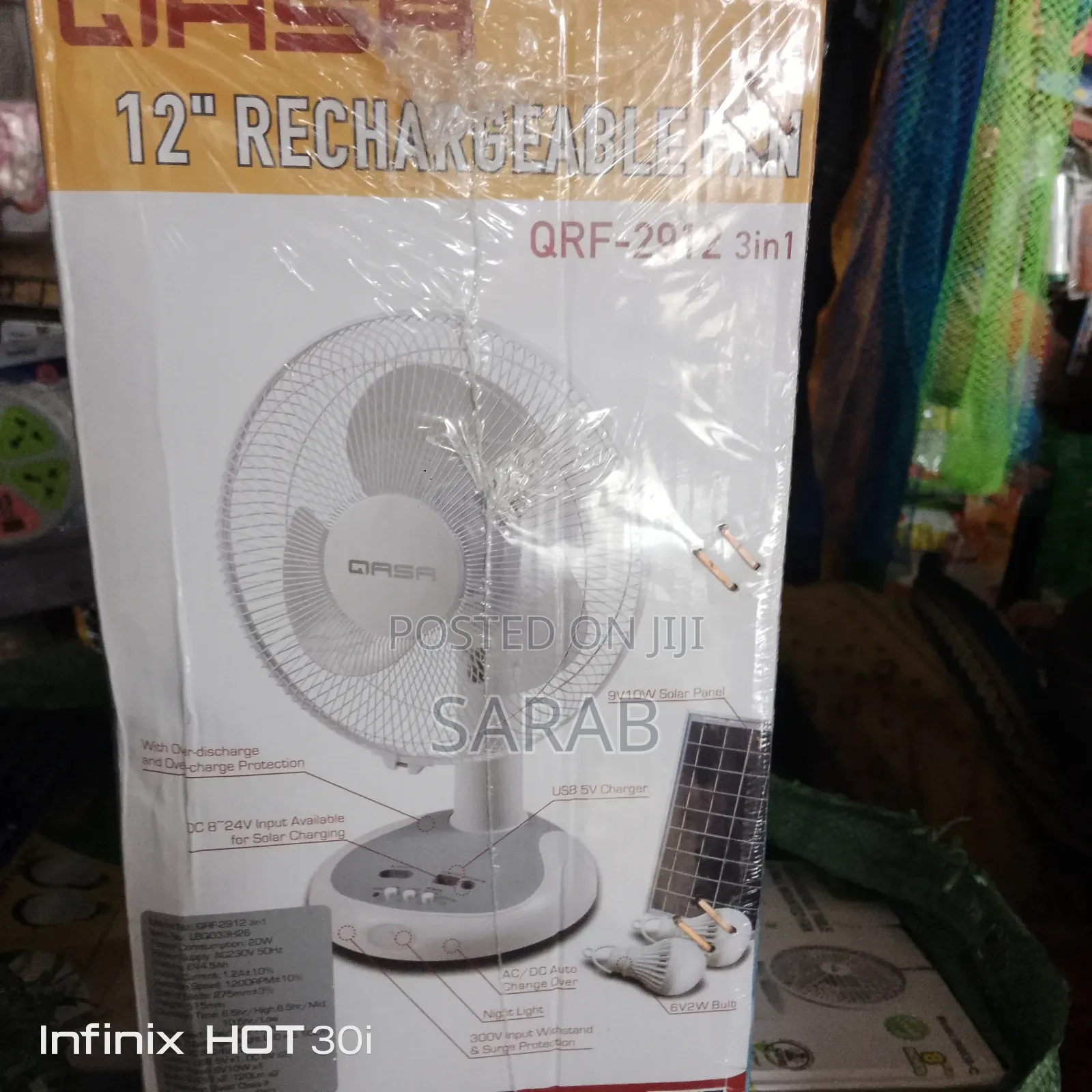 12 Inches Gasa Fan With Solar Panel
