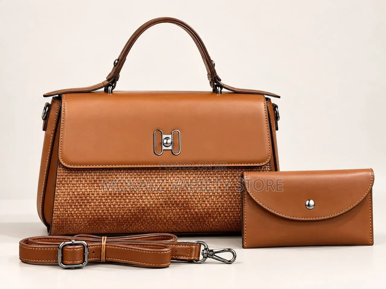 2in1 Classy Luxury Croc Skin Quality Leather Handbag With Mini Purse