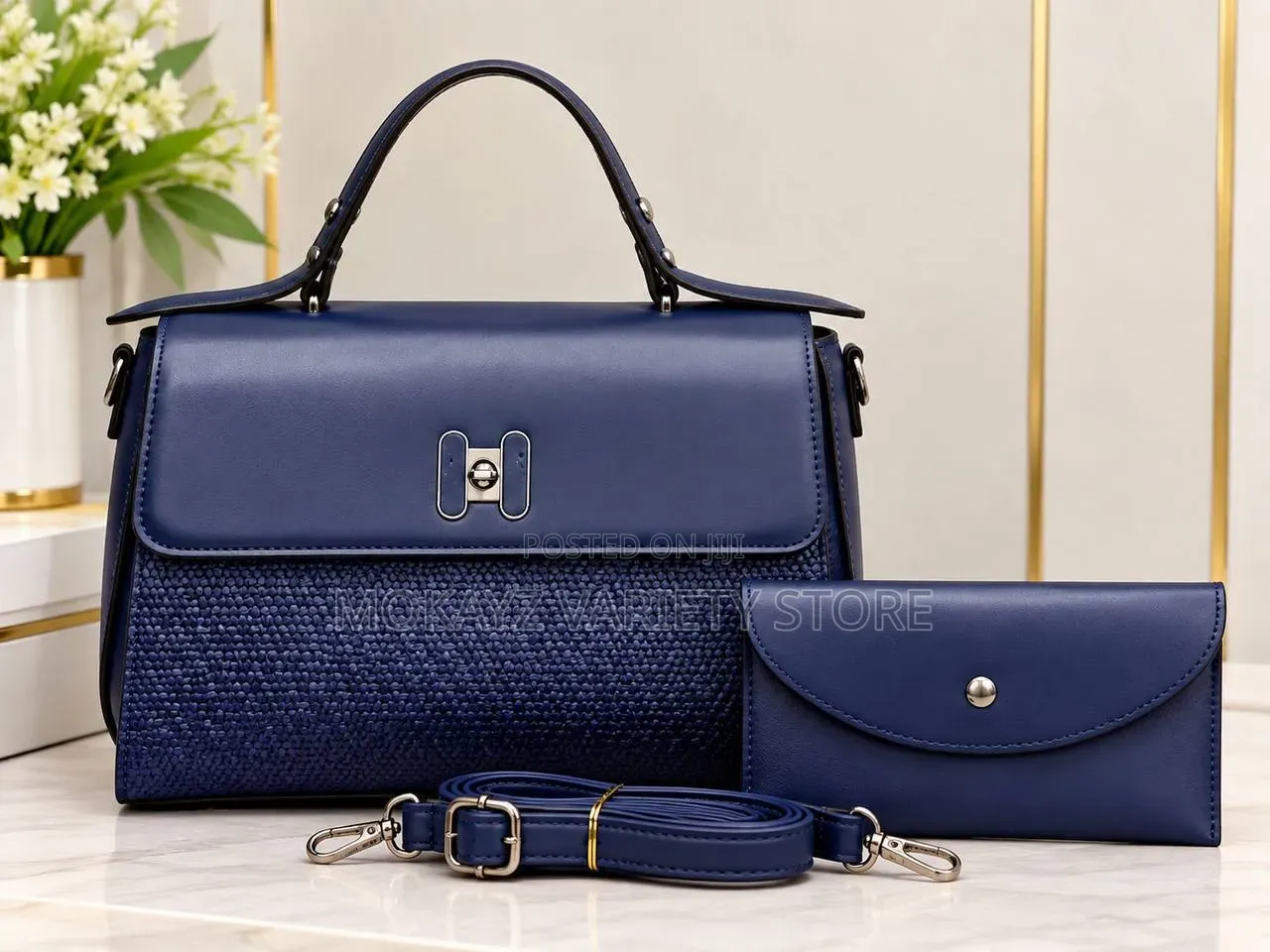 2in1 Classy Luxury Croc Skin Quality Leather Handbag With Mini Purse
