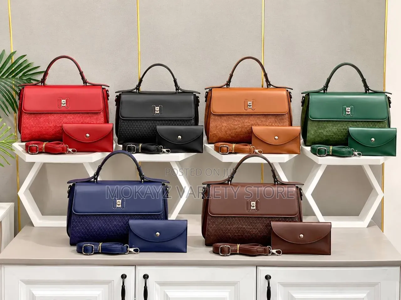 2in1 Classy Luxury Croc Skin Quality Leather Handbag With Mini Purse