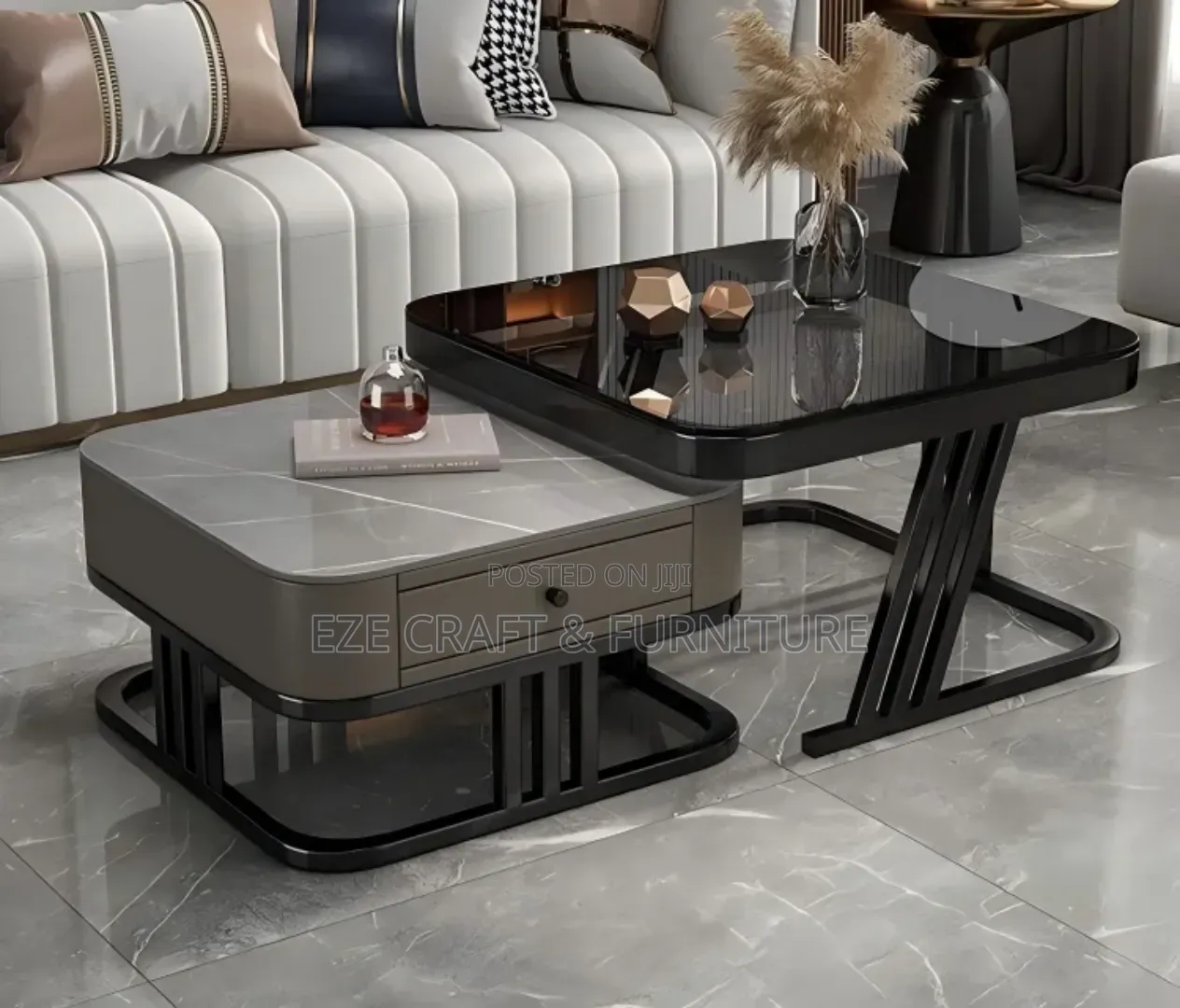 Glass and Marble 2in1 Center Table