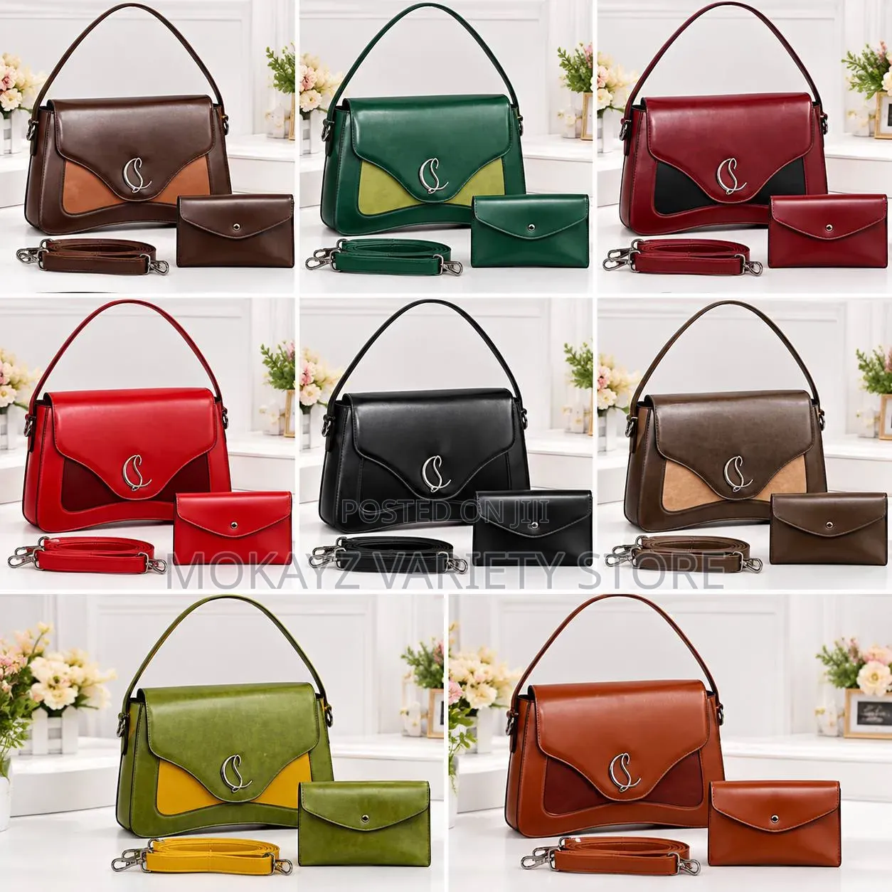 2in1 Timeless Elegance C Luxe Quality Structure Leather Handbag