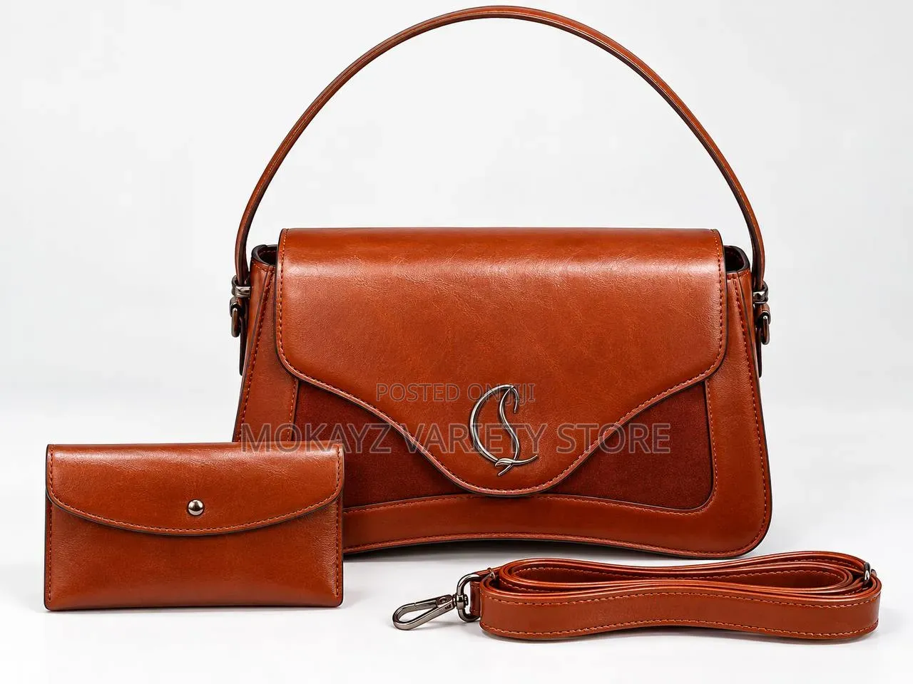 2in1 Timeless Elegance C Luxe Quality Structure Leather Handbag