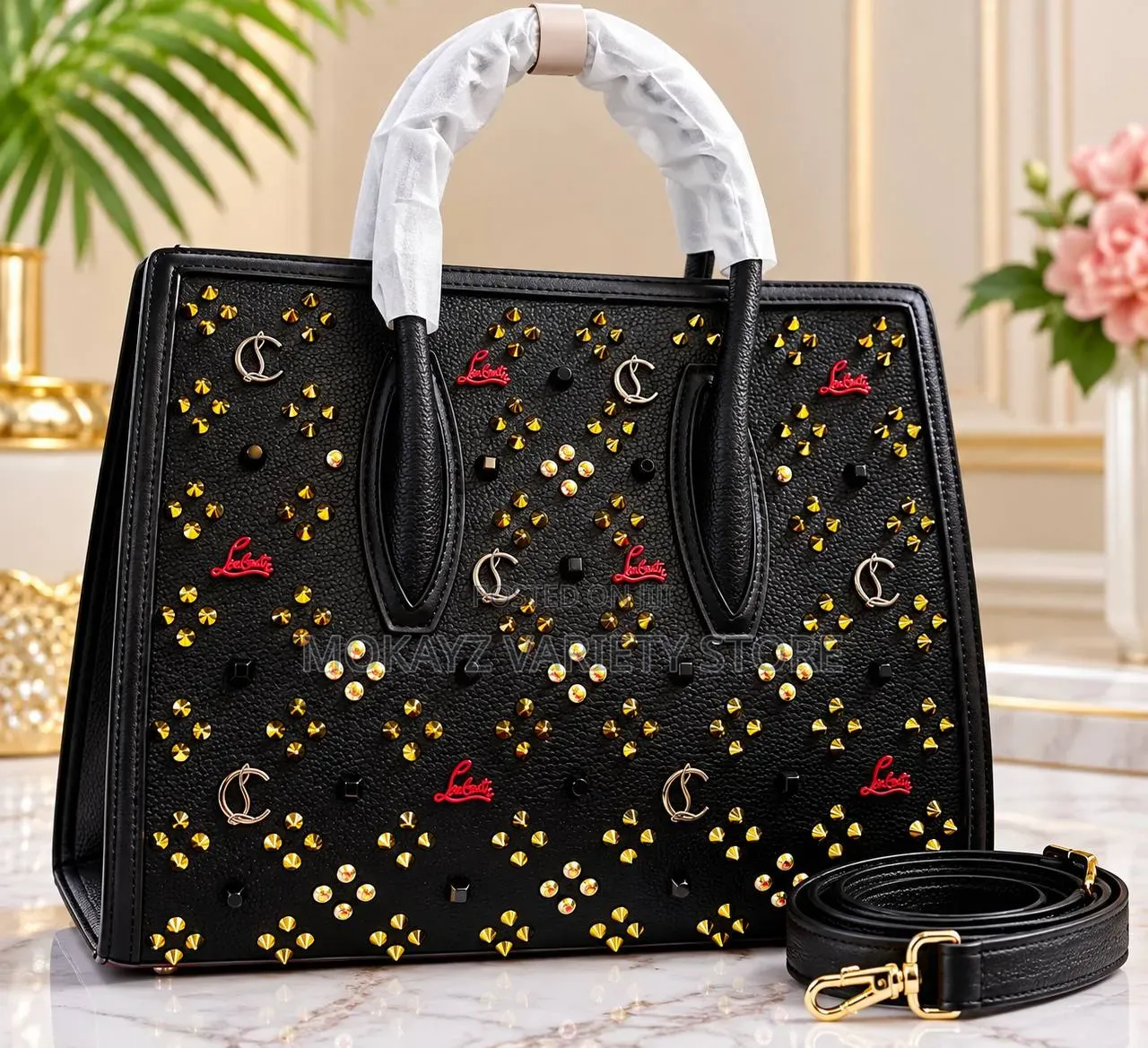 Christian Louboutin Designer Inspired Spiked Structure Handbag
