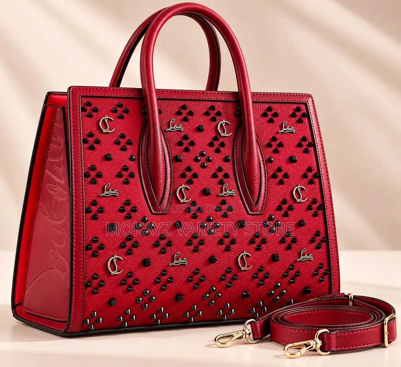 Christian Louboutin Designer Inspired Spiked Structure Handbag