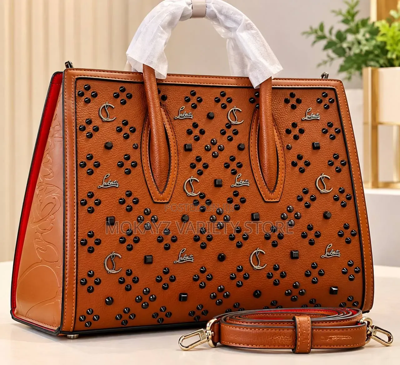 Christian Louboutin Designer Inspired Spiked Structure Handbag