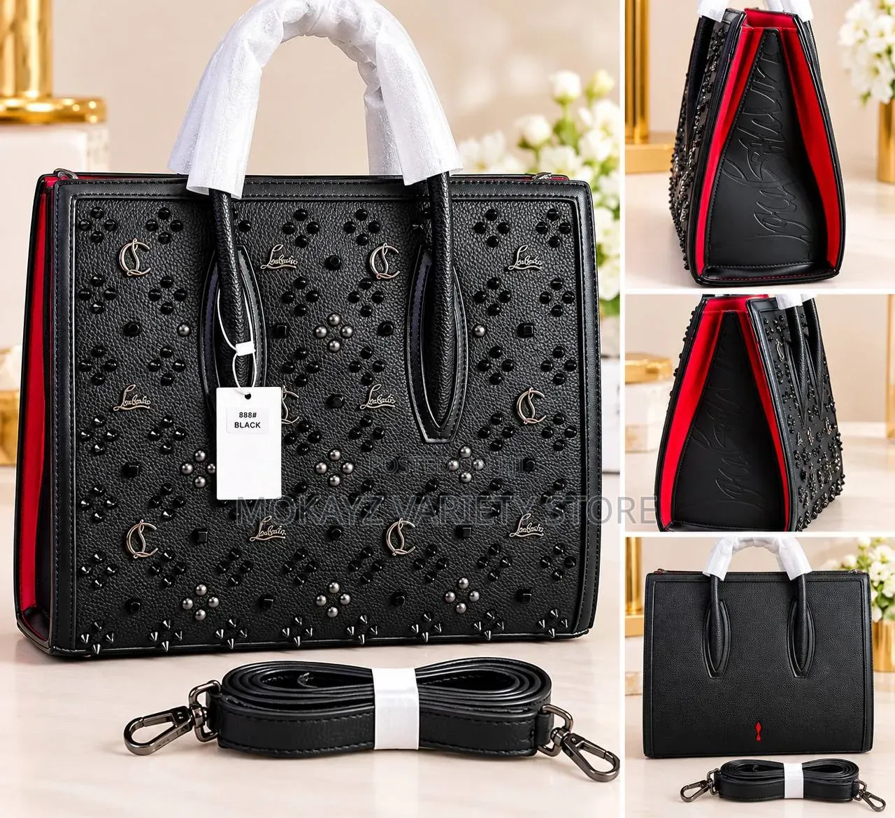 Christian Louboutin Designer Inspired Spiked Structure Handbag
