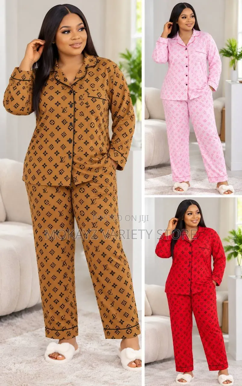 2pc Cotton Pyjamas Set Lv Design Shirt and Trouser Night Wear