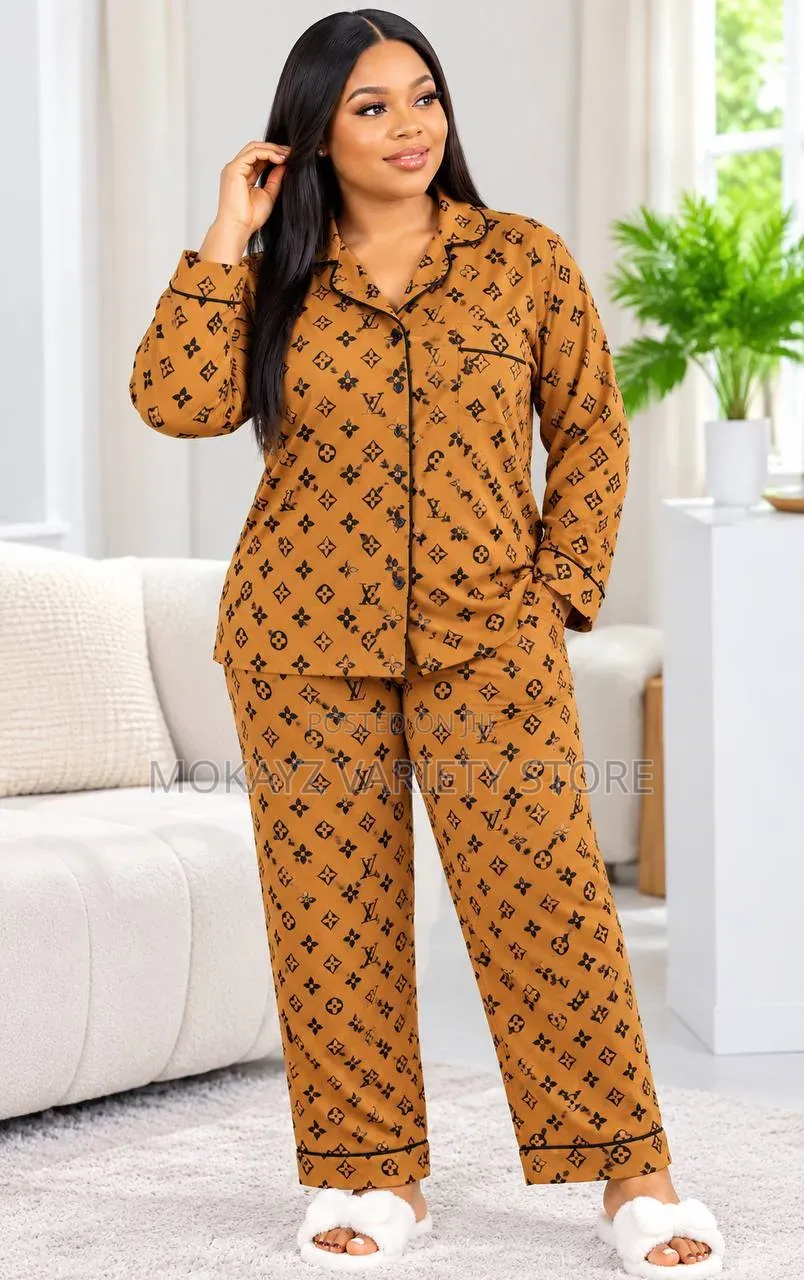 2pc Cotton Pyjamas Set Lv Design Shirt and Trouser Night Wear