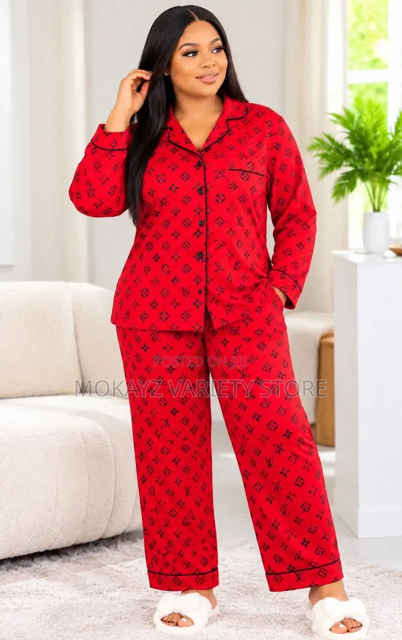 2pc Cotton Pyjamas Set Lv Design Shirt and Trouser Night Wear