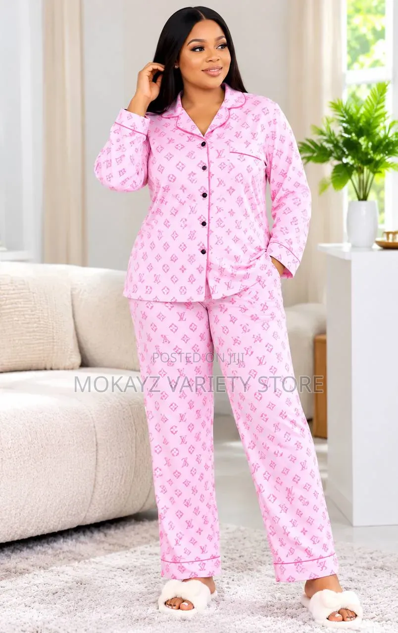 2pc Cotton Pyjamas Set Lv Design Shirt and Trouser Night Wear