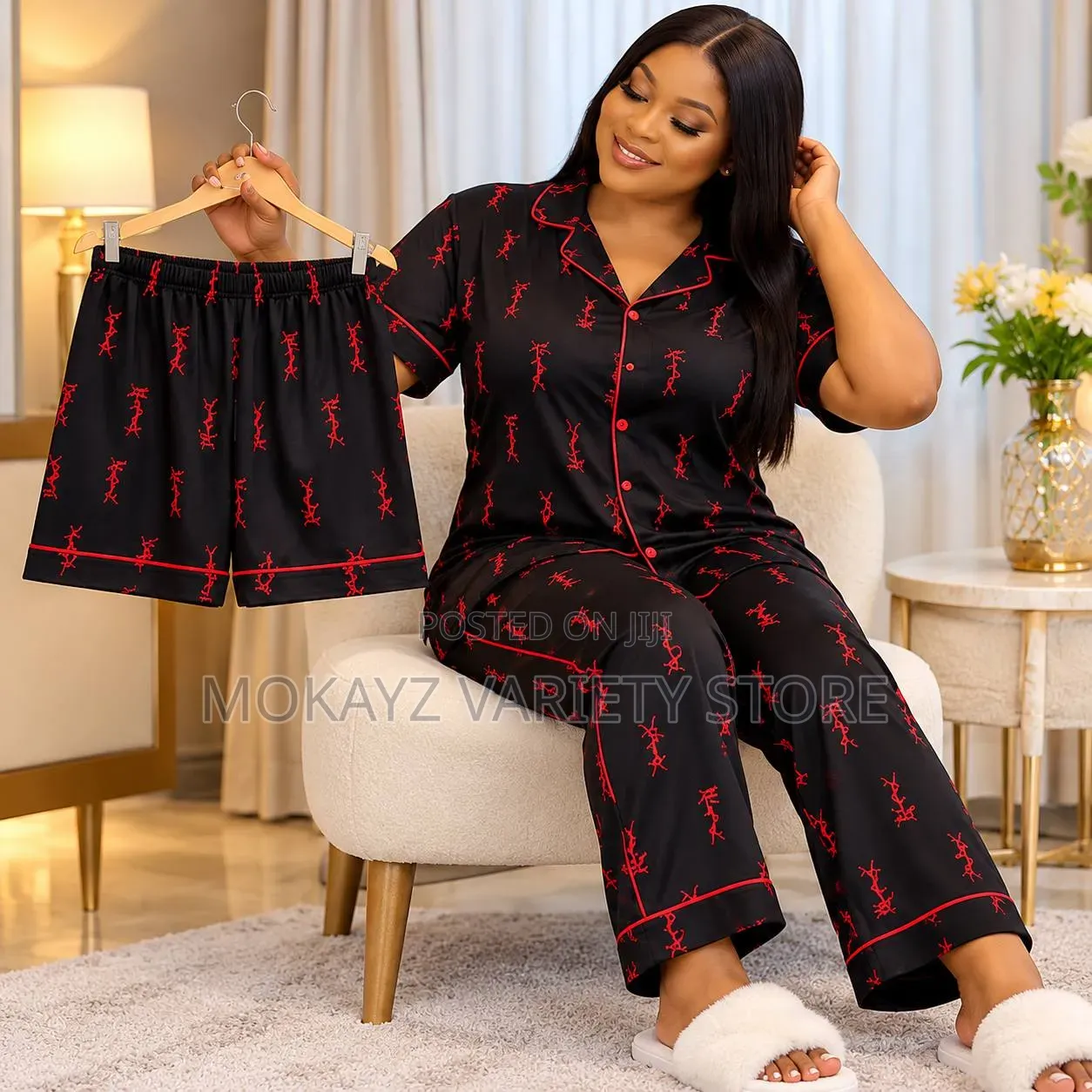 3pc Pyjamas Set Quality Shirt,short and Trouser Night Wear DSG