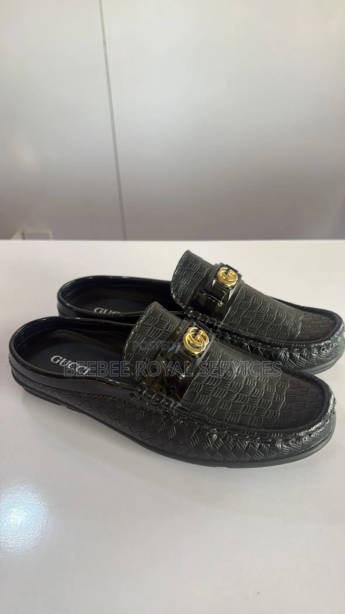 Kids Black Leather Half-Shoe Loafers