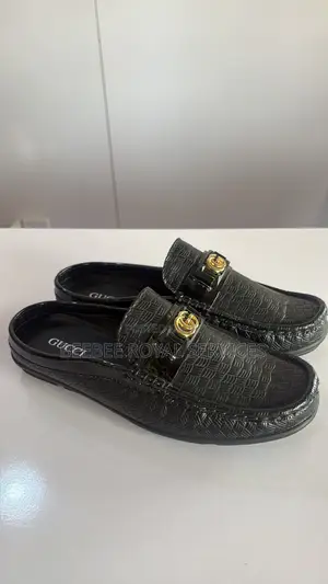 Kids Black Leather Half-Shoe Loafers