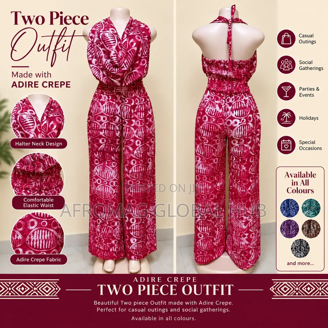 Adire Crepe Two-Piece Outfit