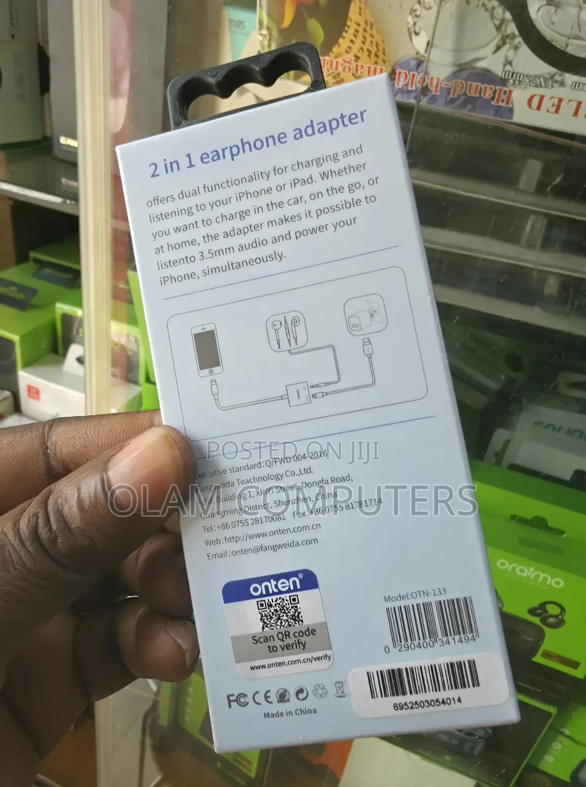 ONTEN Lightning to 3.5 Mm and Charging (QC) Adapter OTN-133