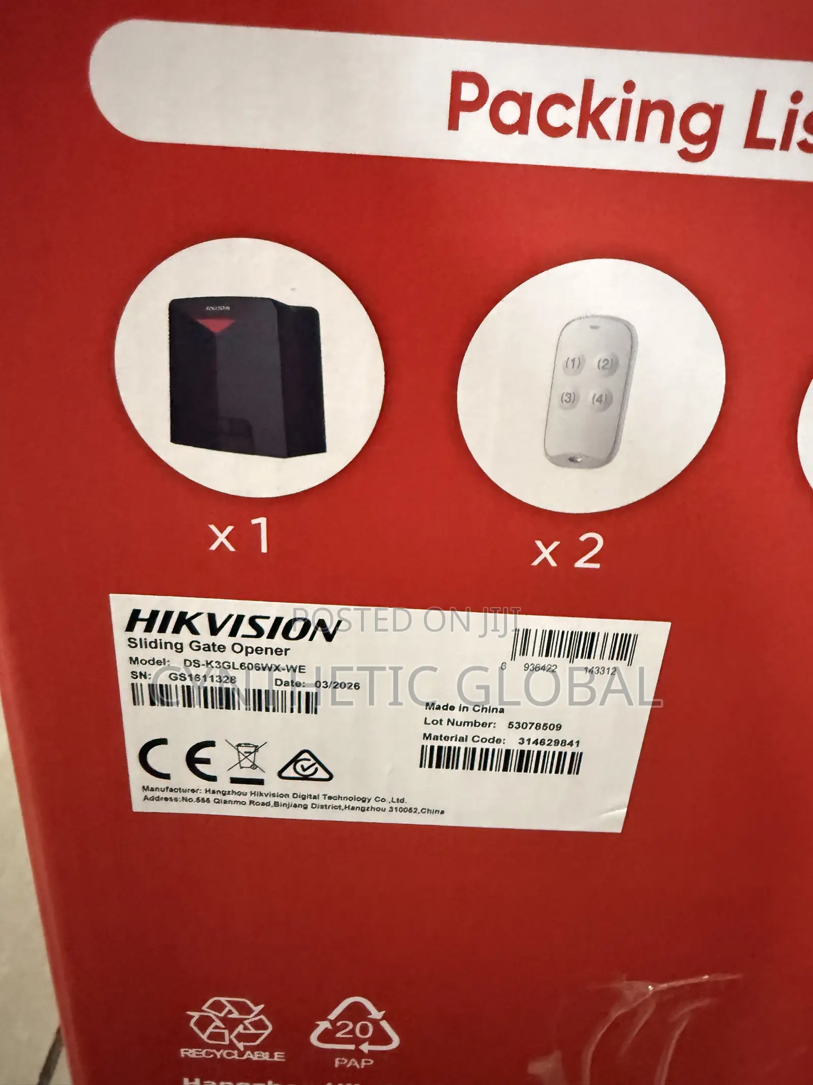 Ds-K3gl606wx-We Hikvision Automatic Sliding Gate Machine 600kg