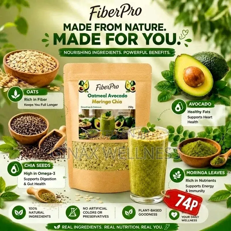 FiberPro Oatmeal, Avocado, Moringa and Chia Seeds Healthy Meal
