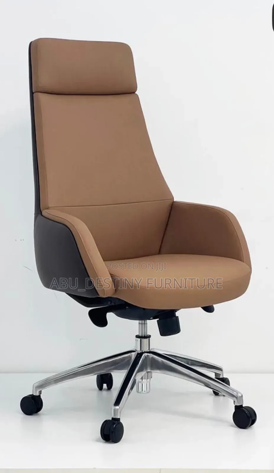 Executive High-Back Swivel Chair (Brown & White Shell)