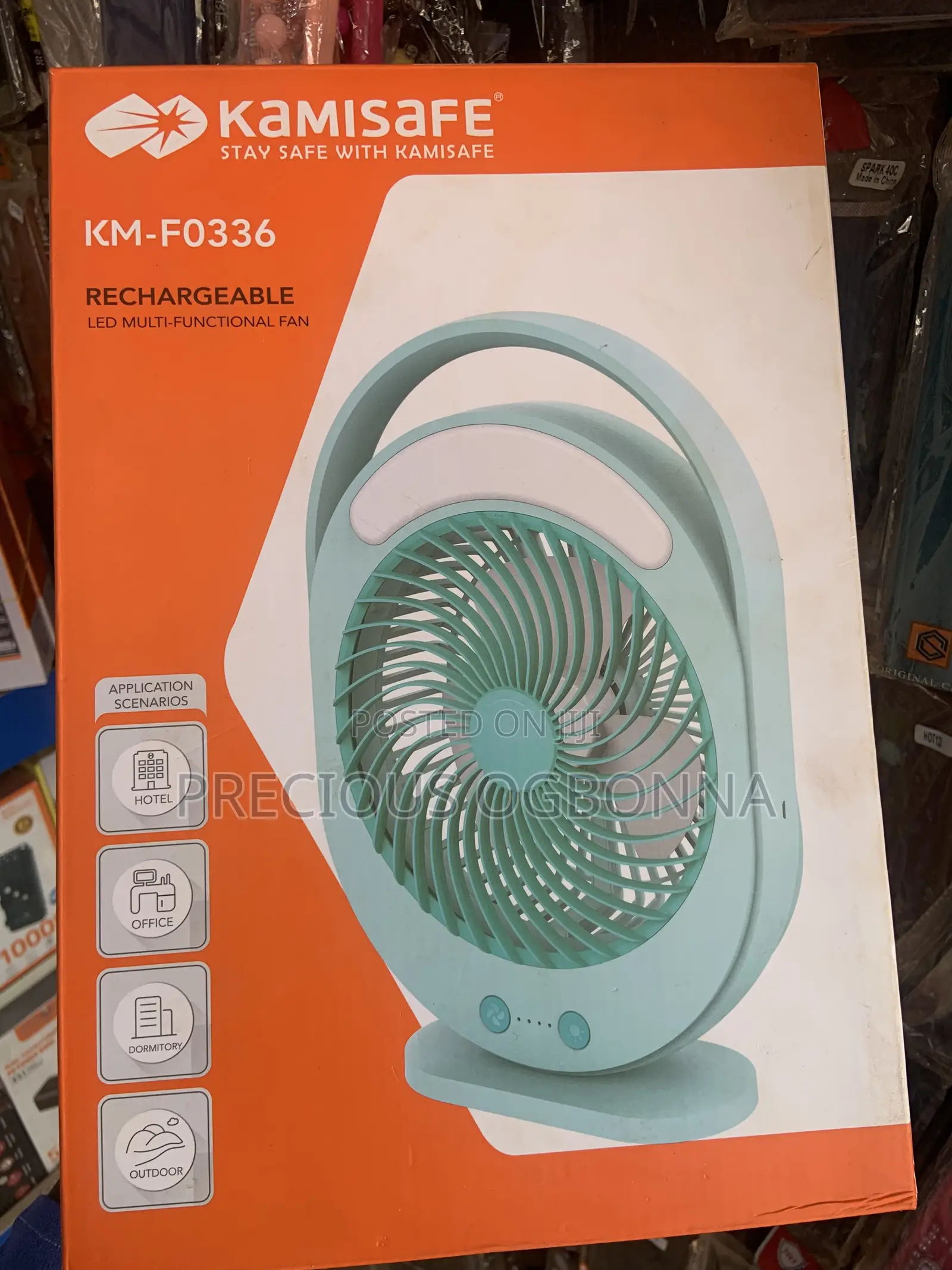 Kamisafe Rechargeable Fan With Led Light