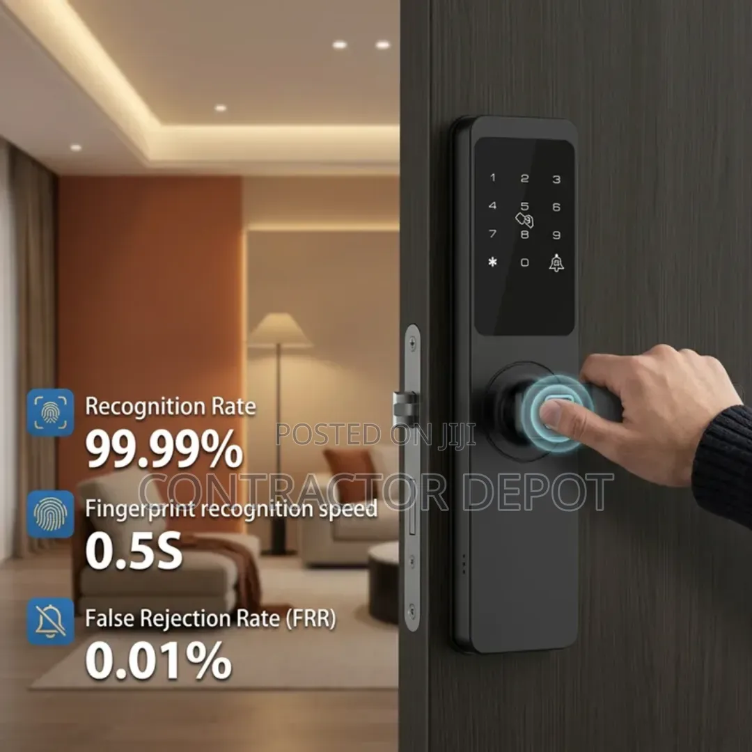 Fingerprint WiFi Touchscreen Matte Black Room Smart Door Lock