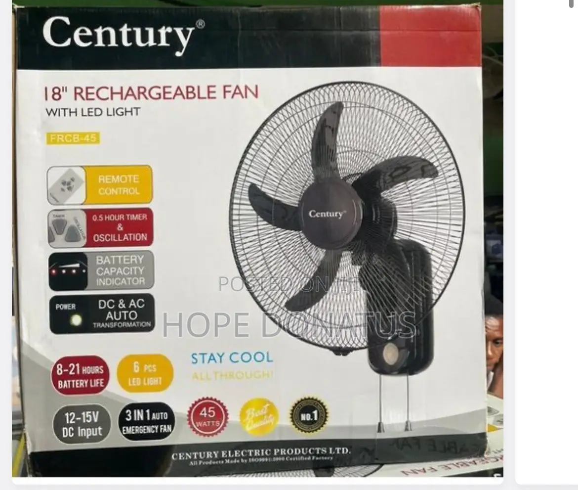 Century Rechargeable Wall Fan 18”