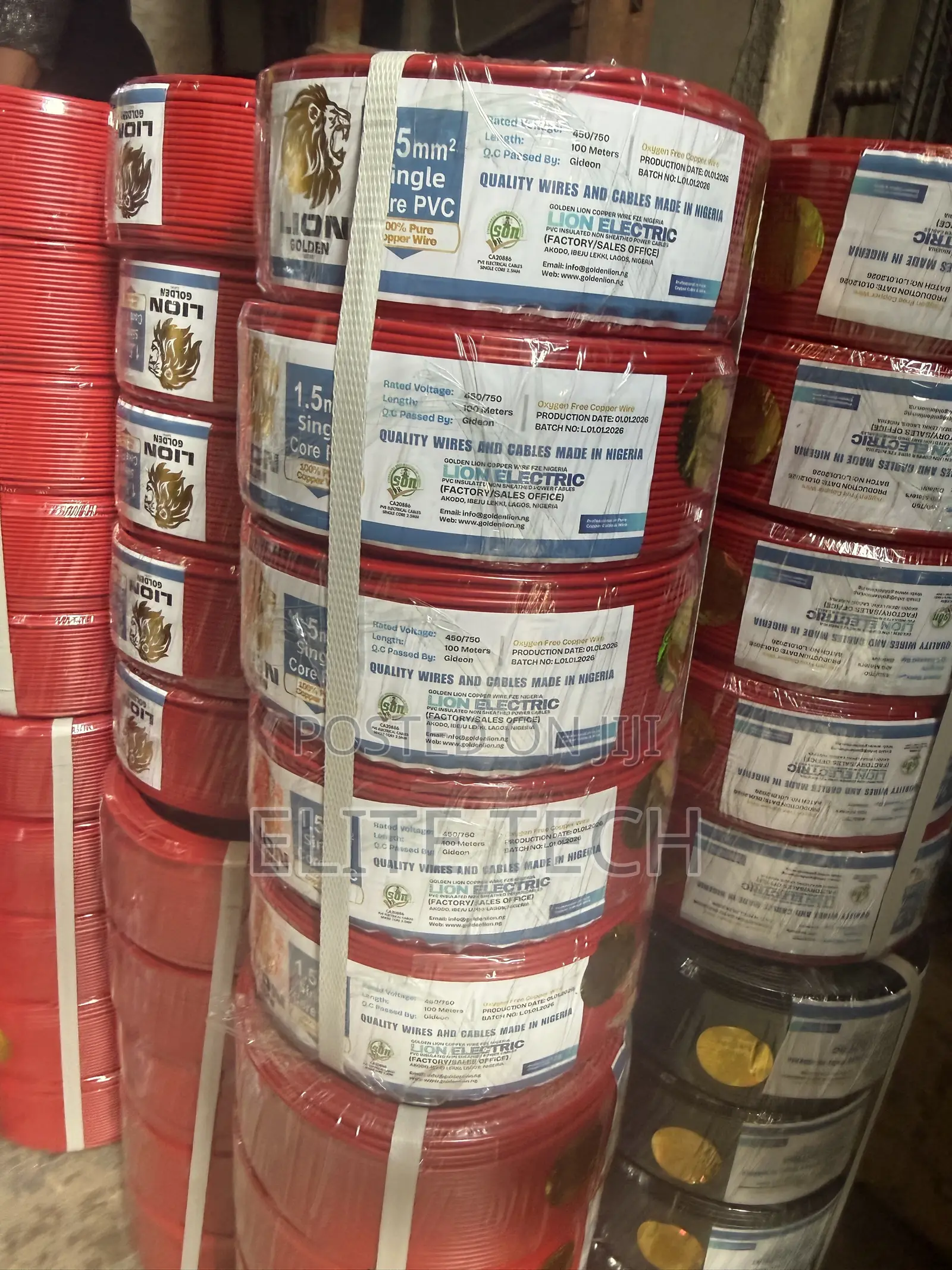 1.5mm Single Core Pure Copper Building Cable - 100m Roll (Full Gauge)⁠