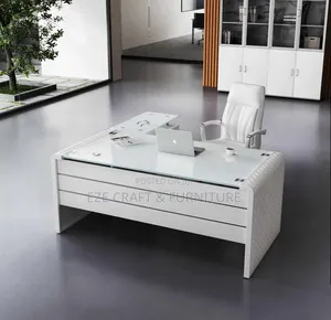 White 1.6meters Executive Glass Top Office Table