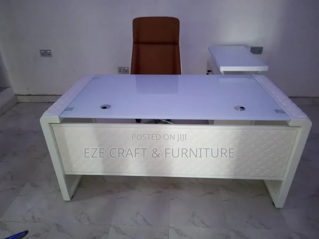 White 1.6meters Executive Glass Top Office Table