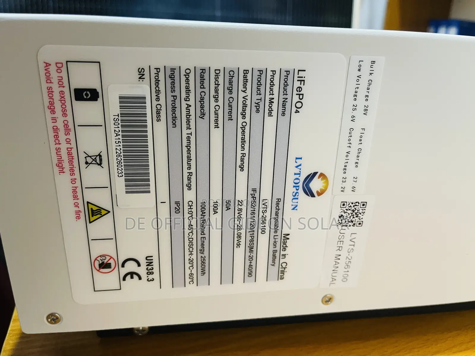 LVTOPSUN 2.5kwh Display Screen (Smart) 25.6V Battery