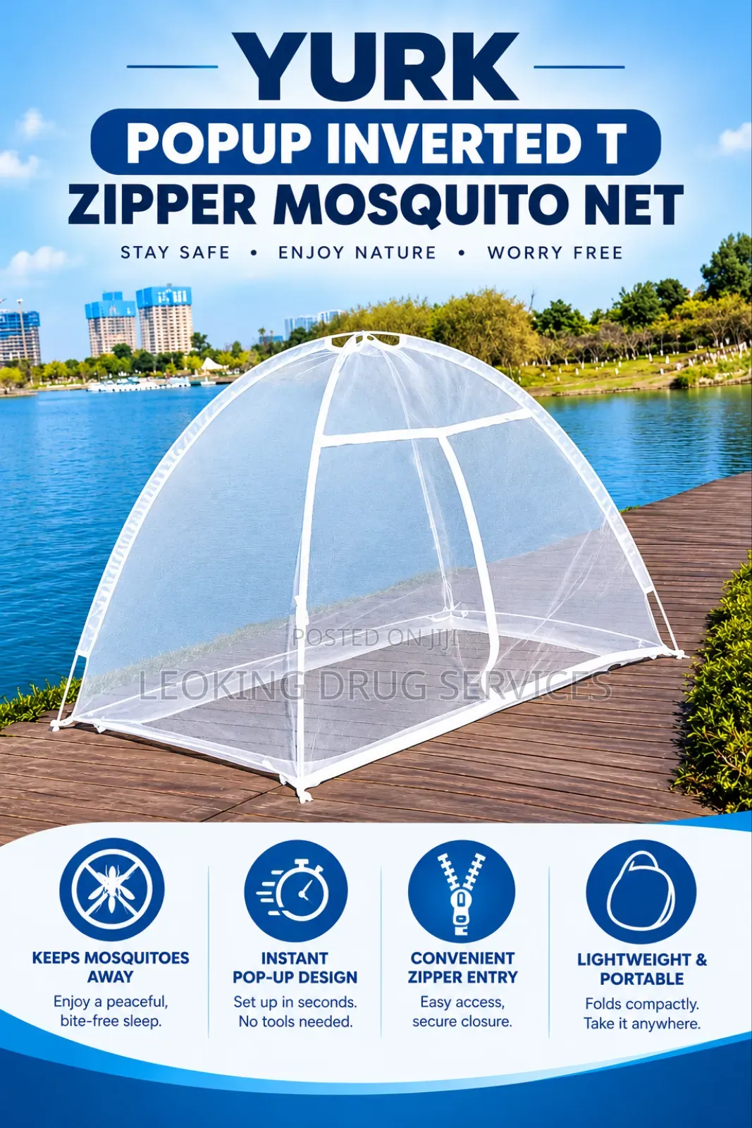 Yurk Popup (Inverted T Zipper)Foldable Mosquito Net