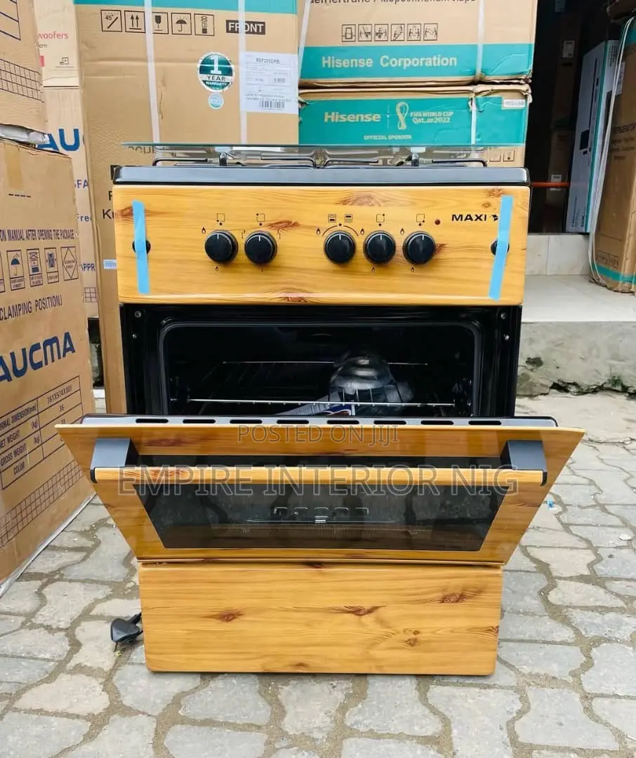 Wooden Colour 4-Burner Standing Cooker With Oven