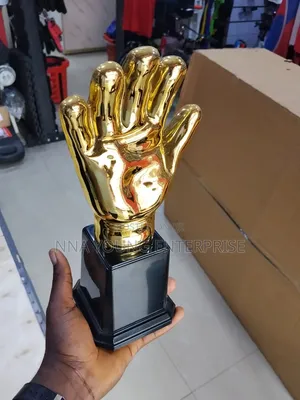 Golden Glove Soccer Goalkeeper Trophy With a Glossy Gold-Plated