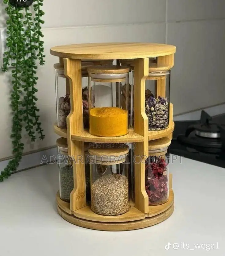 Bamboo & Glass Spice Storage Rack