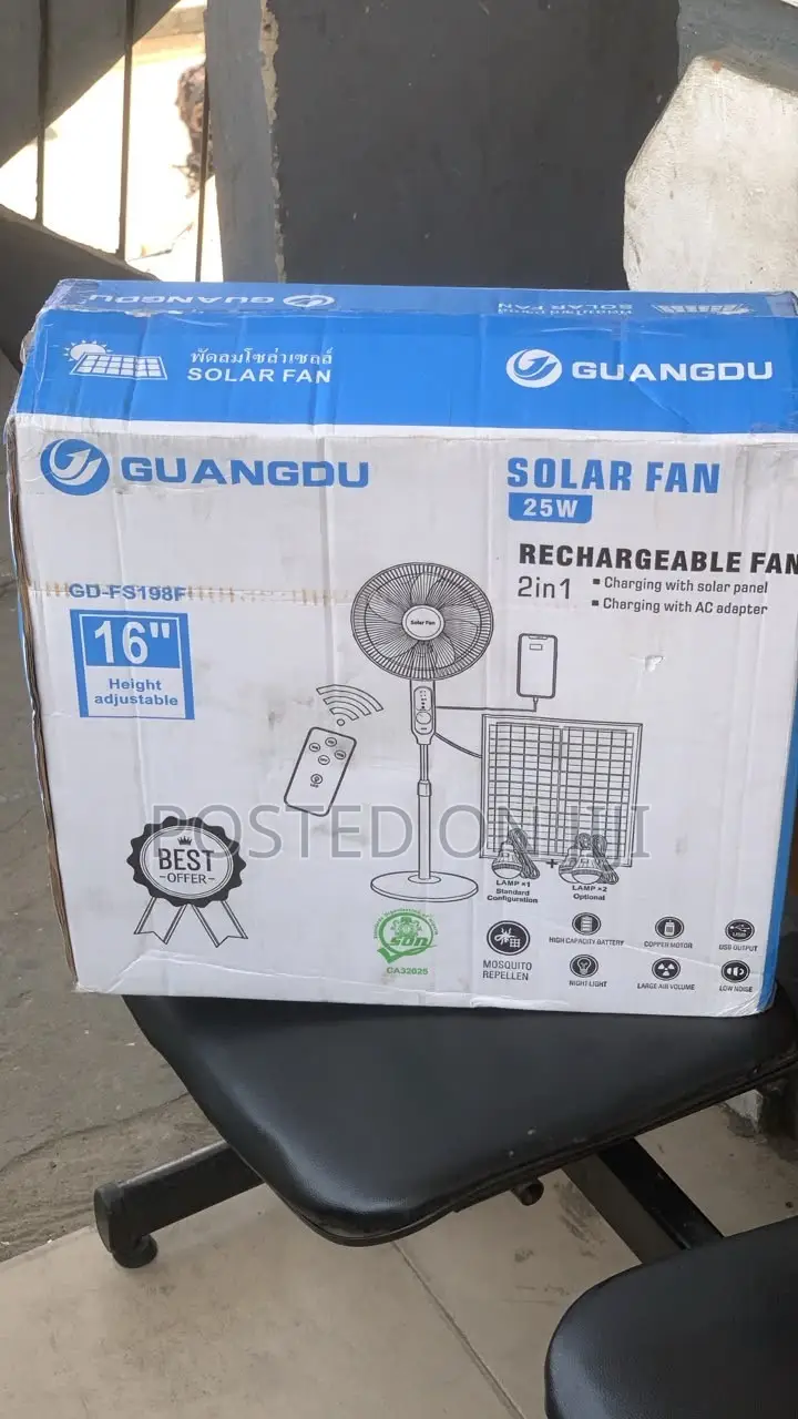 16” Standing Solar Fan Plus 20Wats Solar Pannel.