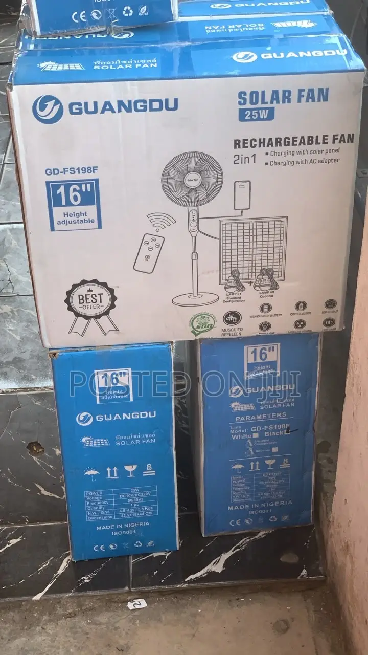 16” Standing Solar Fan Plus 20Wats Solar Pannel.