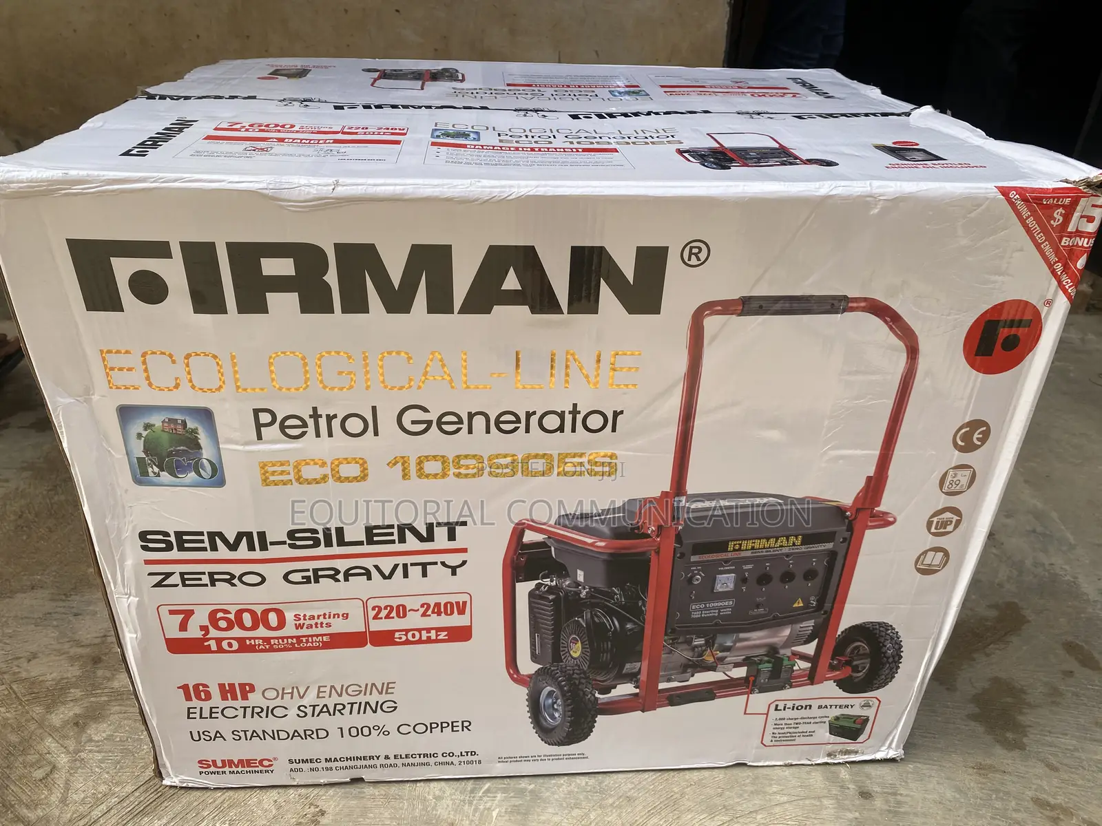 Firman ECO 10990ES 7.6KVA Zero Gravity Petrol Generator for Shops