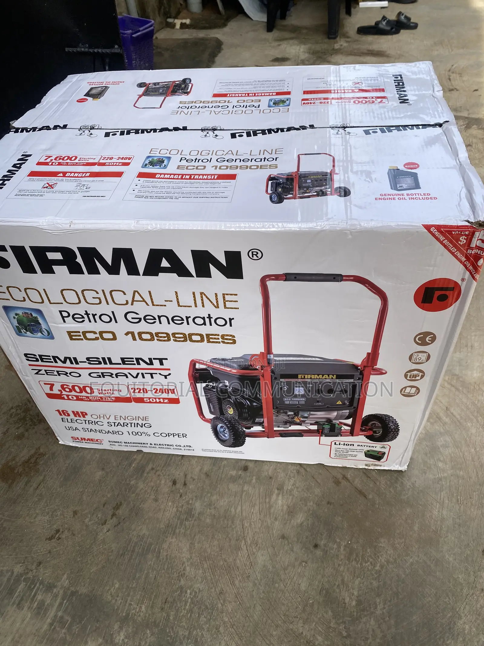 Firman ECO 10990ES 7.6KVA Zero Gravity Petrol Generator for Shops