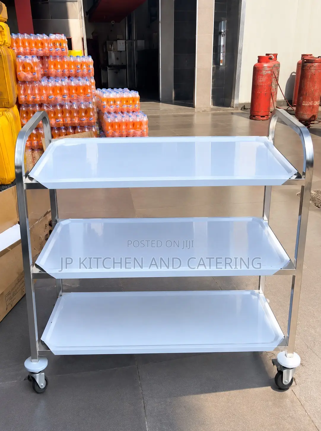 3-Tier Stainless Steel Utility Trolley With Wheels