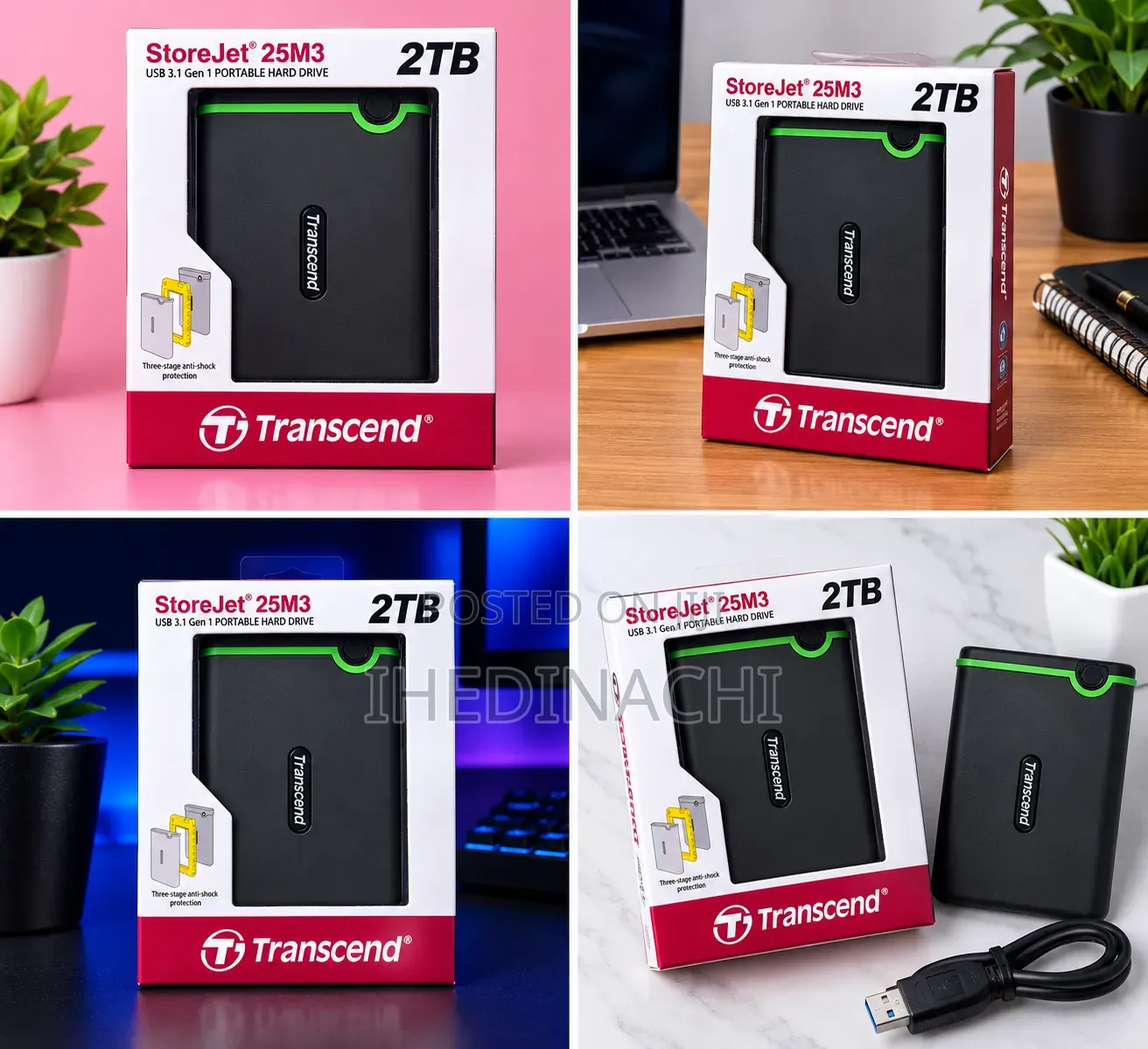 Transcend StoreJet 25M3 2TB External Hard Drive – USB 3.1 Portable HDD