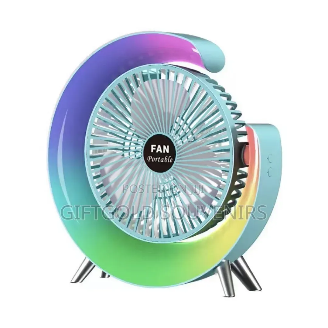 Rechargeable Colourful Light Fan, 'Avoid Heat'