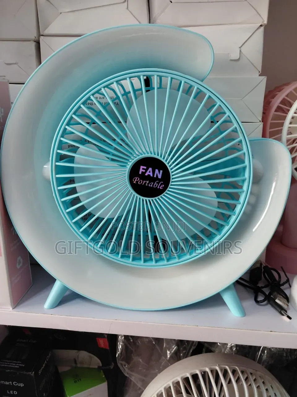 Rechargeable Colourful Light Fan, 'Avoid Heat'