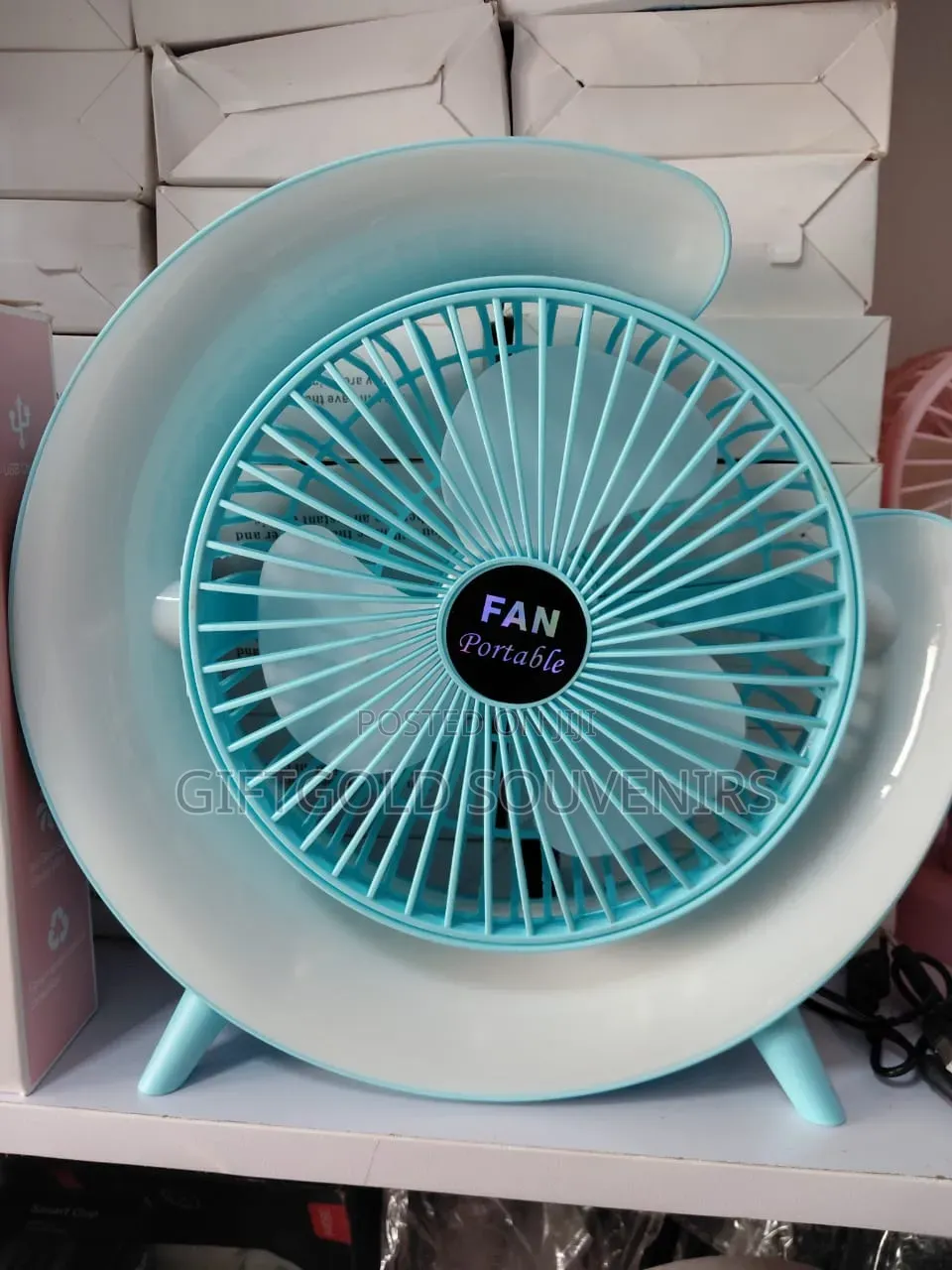 Rechargeable Colourful Light Fan, 'Avoid Heat'