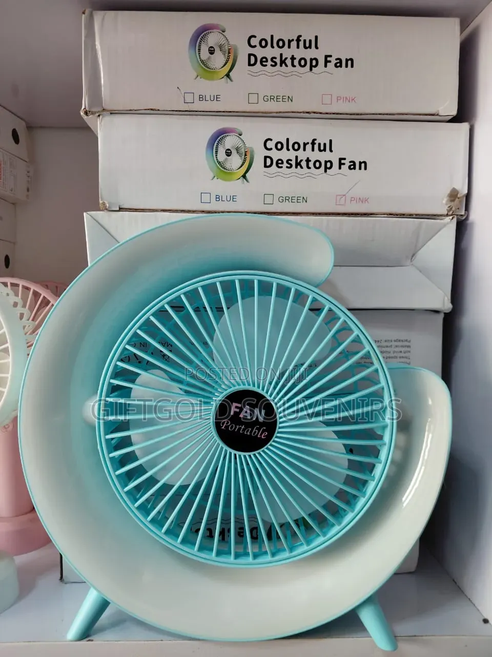 Rechargeable Colourful Light Fan, 'Avoid Heat'