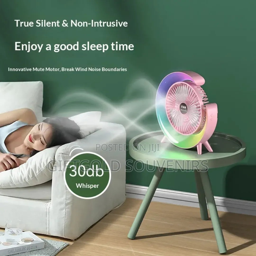 Rechargeable Colourful Light Fan, 'Avoid Heat'
