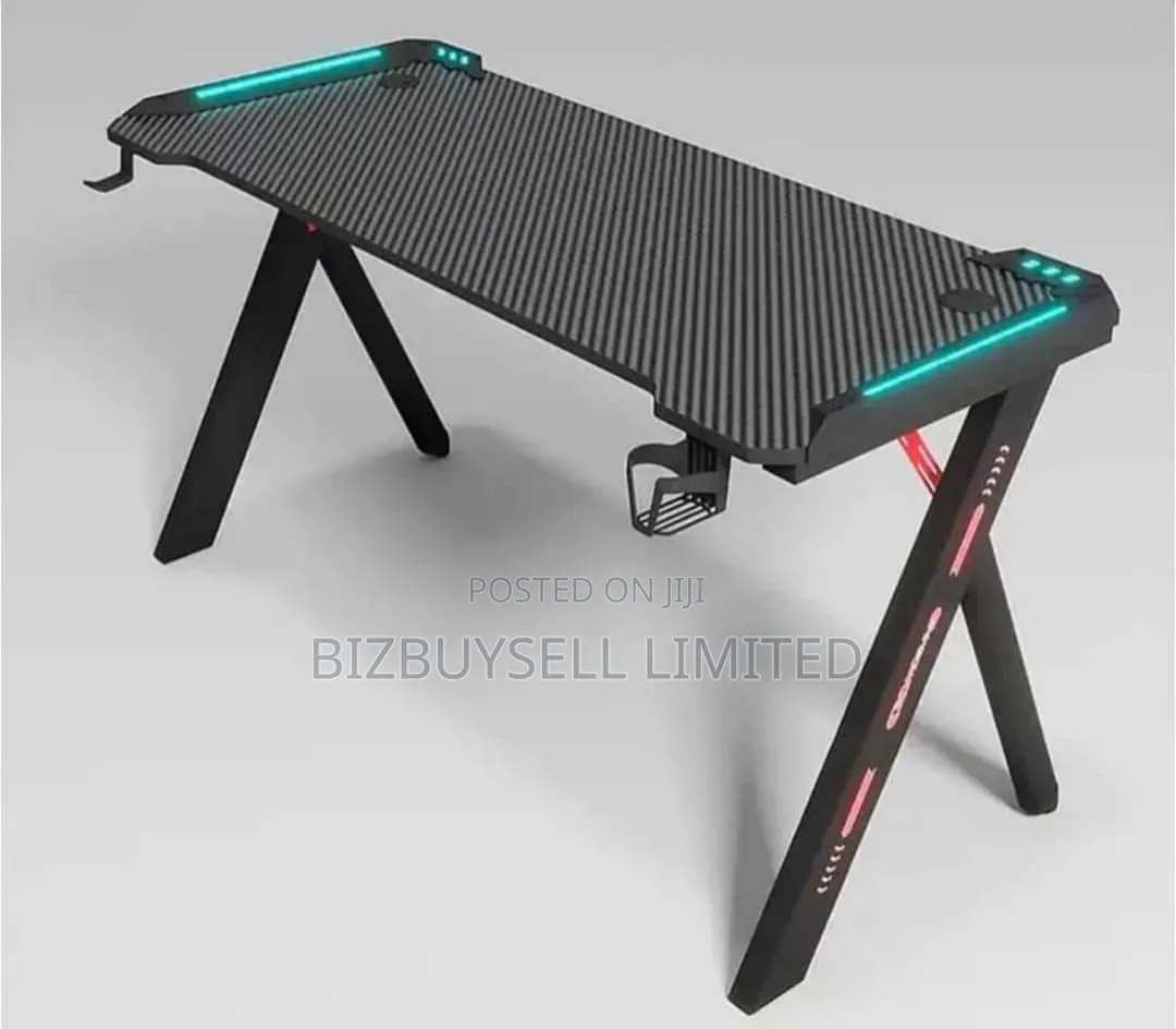 Luxury Gaming Table and Chair With Footrest and Cup, Headphone Holder.