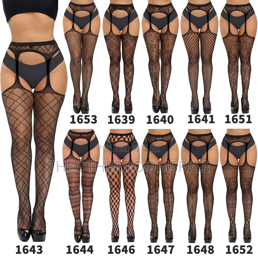 Half Bodystocking Women Lingerie Mesh Crotchless Leggings