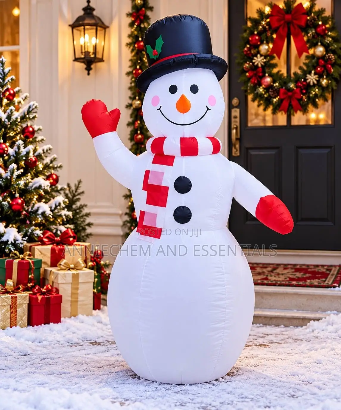 Inflatable Christmas Snowman Decoration With Top Hat and Red Scarf(2m)