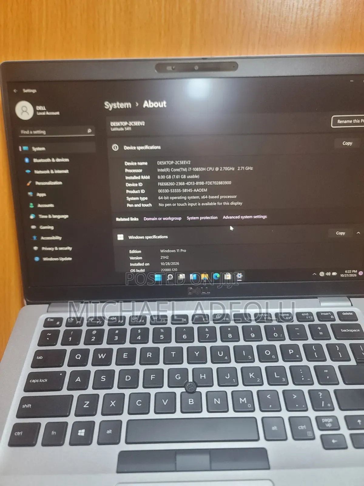 Laptop Dell Latitude 5411 8GB Intel Core i7 SSD 512GB