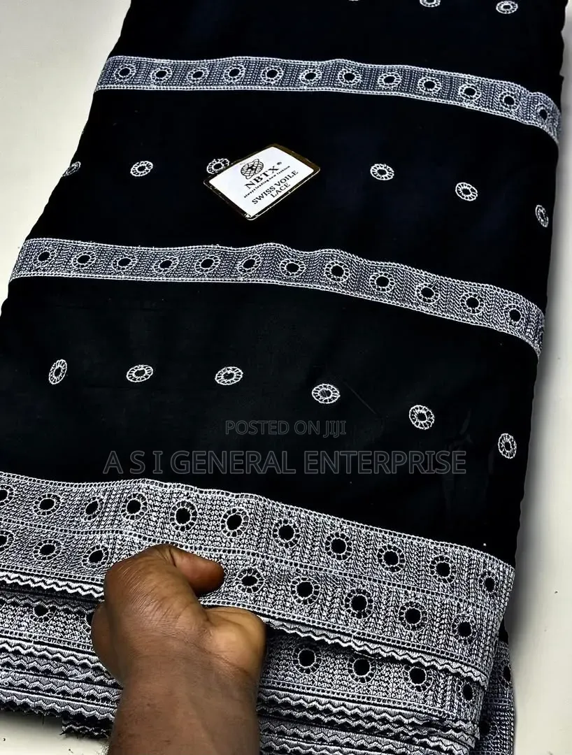 Swiss Voile Lace Black - MR & NBTX Embroidery - 11K Per Yard